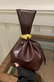Retro Pleated Simple Bucket Bag