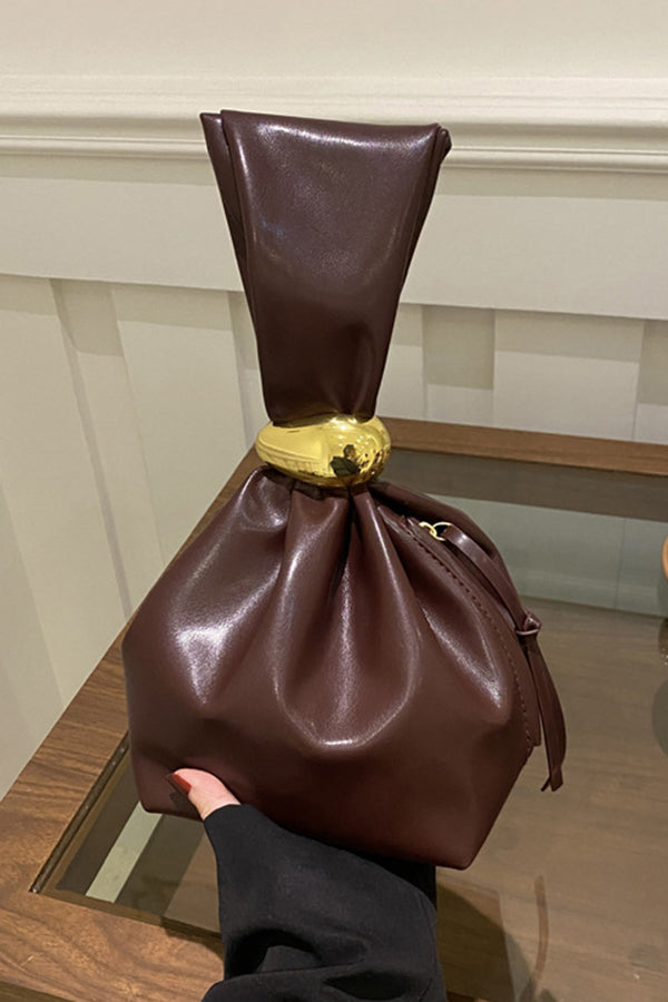 Retro Pleated Simple Bucket Bag