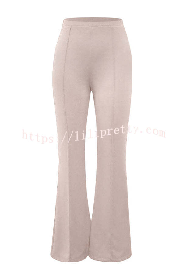 Downtown Dates High Rise Elastic Waist Stretch Flared Pants