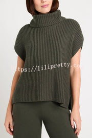 Comfortable and Luxe Knit TurtleNeck Cap Sleeves Lightweight Sweater