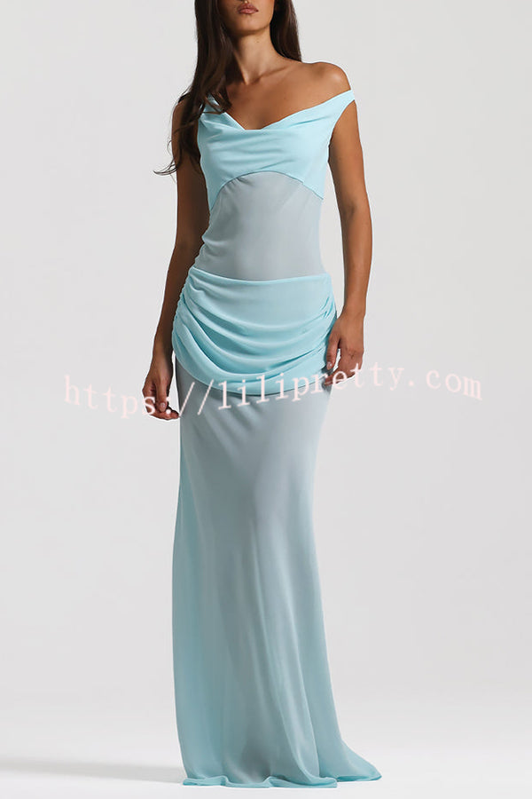 Sculptural Elegance One Shoulder Removable Corset Drape Maxi Dress