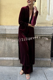 Lilipretty Rooice Velvet Patchwork Long Sleeved Coat