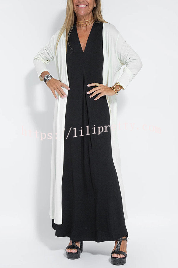 Lilipretty Shades of Happiness Knit Solid Color Slit Drape Cardigan