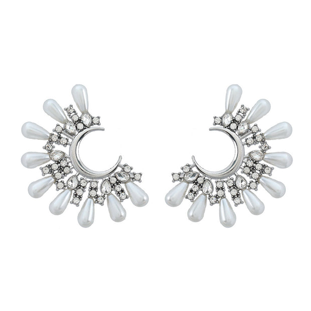 Lilipretty Floral Burst Boho  Pearl Cluster Drop Earrings