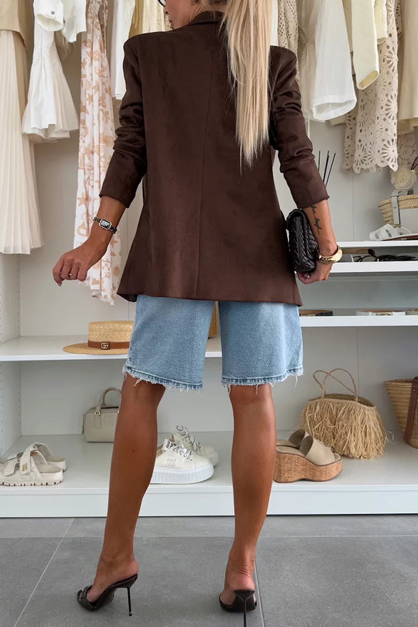 Fashion Denim Pocket Frayed Bermuda Shorts