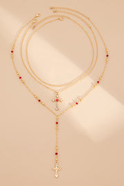 Fashionable Diamond Cross Chain Elegant Multi-layered Necklace