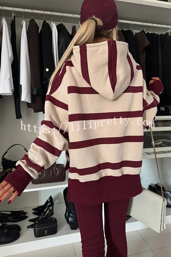 Fashion Loose Casual Hooded Long Sleeve Sweatshirt and Elastic Waist Leggings Set