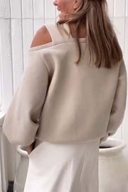 Solid Color Casual Off-shoulder Loose Long-sleeved Sweatshirt