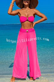 Solid Color Loose Metal Buckle Beach Pants