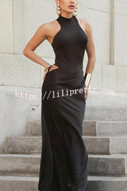 Sexy Sleeveless Slim Waist Hollow Out Maxi Dress