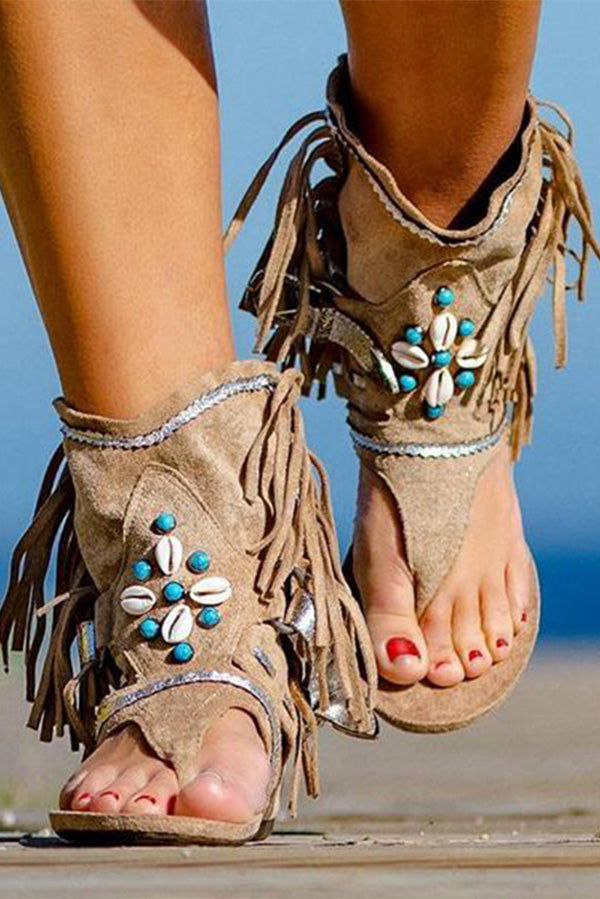 Lilipretty Retro Casual Tassel Roman Beach Women's Shoes