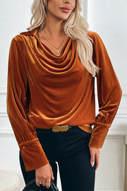 Solid Color Velvet Long-sleeved Casual Loose Shirt