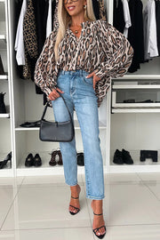 Leopard Print Loose Long Sleeve Casual Shirt