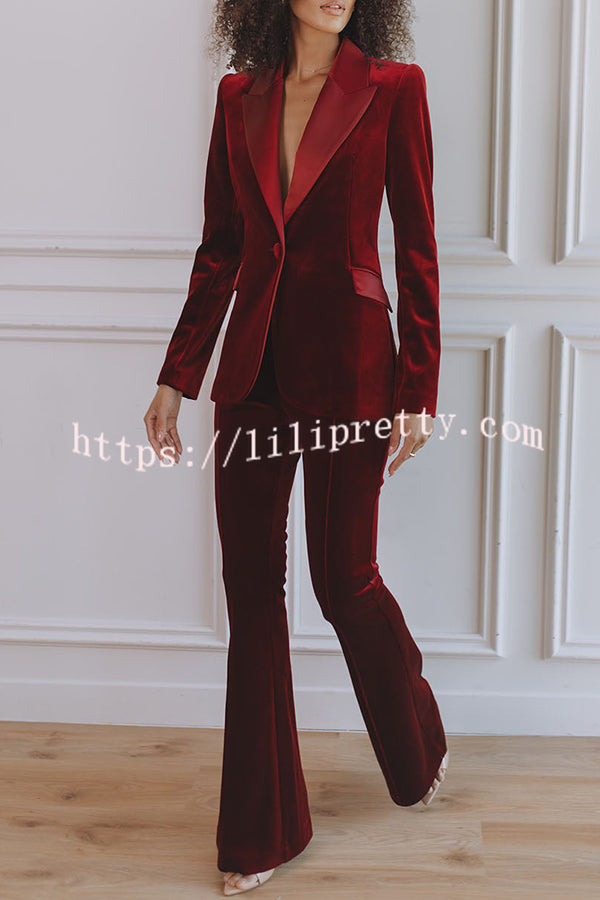 Delicate Daze Velvet High Rise Elastic Waist Flare Pants