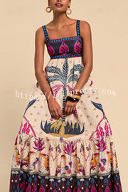 Bohemian Tropical Print Backless Casual Resort Maxi Dress