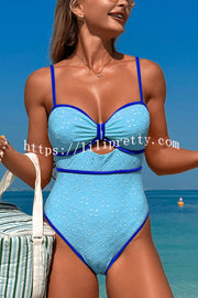 Fashion Contrast Color Hollow Stretch One-piece Swimsuit