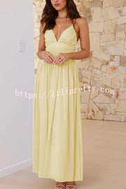 Solid Color Sexy Suspender Backless Lace-up Slim Maxi Dress