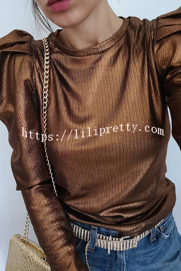 Lilipretty Solid Color Punk Style Stitching Hot Stamping Bright Color Long Sleeved T-shirt