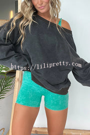 Solid Color V-neck Long-sleeved Loose Casual Sweatshirt