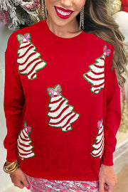 Christmas Tree Sequined Casual Loose Sweatshirt