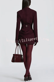 Solid Color Slim-fit V-neck Elegant Draped Formal Mini Dress