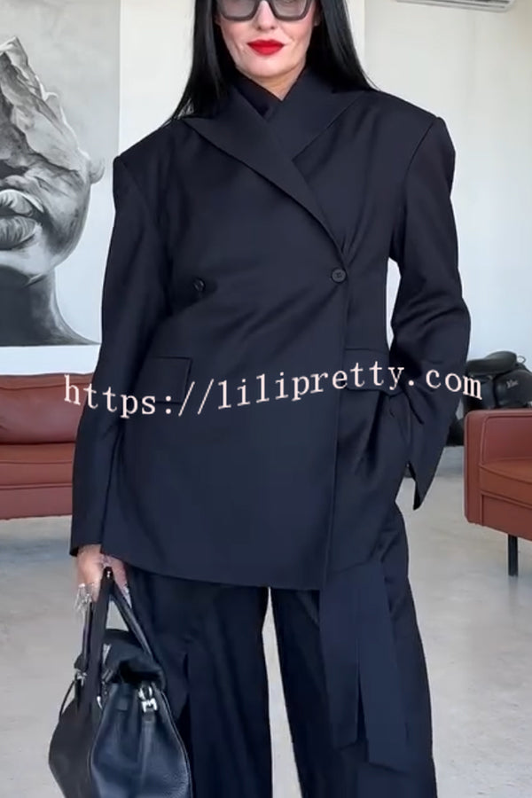Urban Charm Shoulder Pads Asymmetrical Back Button Lapel Oversized Blazer