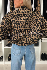 Leopard Print Loose Long-sleeved Pocket Casual Jacket