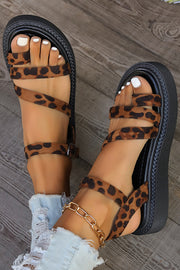 Fashion Leopard Print Clip-toe Casual Buckle Flat Roman Shoes