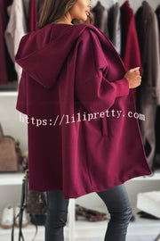 Solid Color Loose Pocket Hooded Long Sleeve Jacket