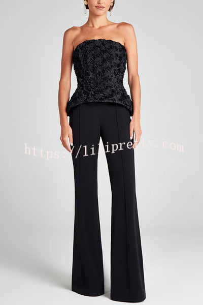 Downtown Dates High Rise Elastic Waist Stretch Flared Pants