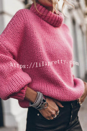 Lilipretty Emilia Knit Thick Collar Extra Long Sleeves Pullover Sweater