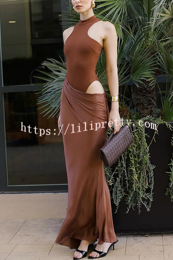 Sexy Sleeveless Slim Waist Hollow Out Maxi Dress