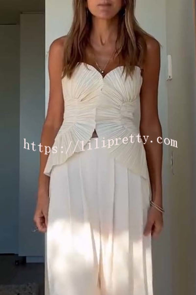 Show Exquisiteness Satin Pleated Heart-shaped Off Shoulder Halter Tank