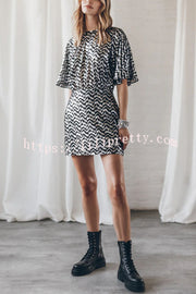 Lilipretty All about Metallics Bell Sleeves Nightclub Party Mini Dress