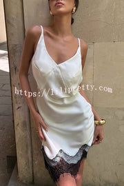 Sexy Lace Paneled V-neck Halter Back Mini Dress