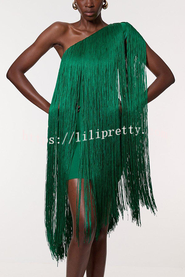 Fashion One-shoulder Slim-fit Elegant Tassel Mini Dress