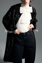 Cozy Sweet Darling Knit Sheer Organza Bow Neck Short Puff Sleeve Button Cardigan