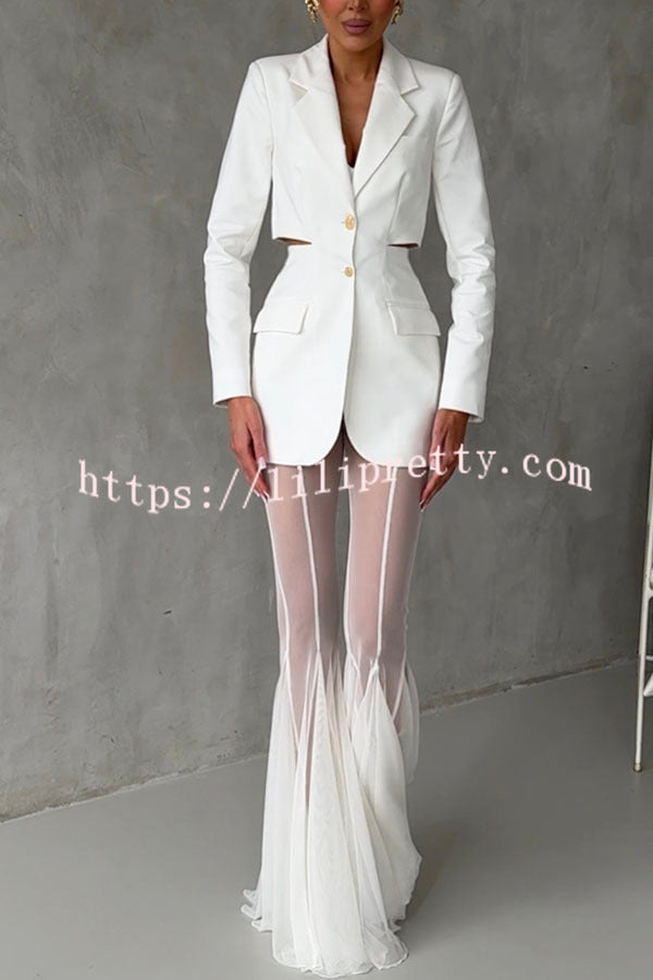 Deep Chic Mesh High Rise Elastic Waist Fishtail Stretch Pants