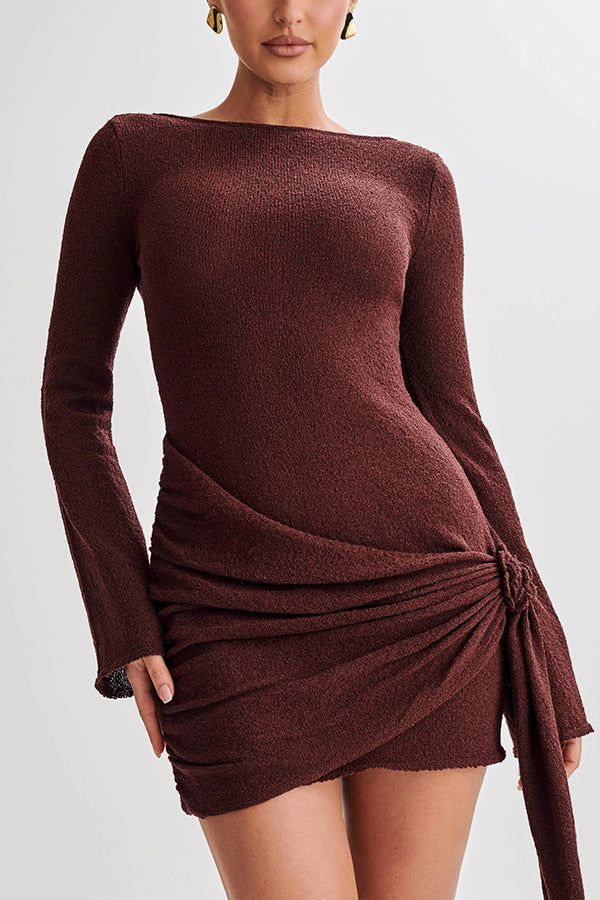 Sexy Long-sleeved Backless Elegant Slim Fit Knitted Mini Dress