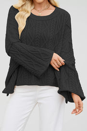 Solid Color Cable Knit Loose Long-sleeved Casual Sweater