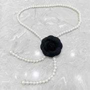 Elegant Camellia Pearl Waist Necklace