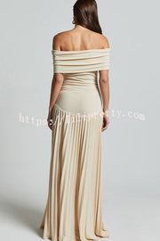 Sexy Off-shoulder Slim Fit Pleated Maxi Dress