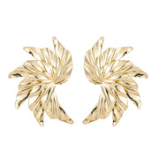 Exaggerated Spiral Gold-plated Leaf Geometric Metal Earrings