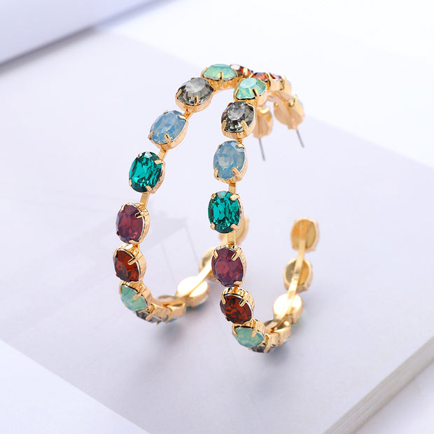 Oval Multicolored Diamond Earrings