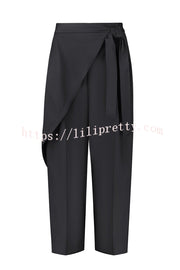 Urban Charm Wrap Tie-up Elastic Waist Pocketed Wide Leg Pants