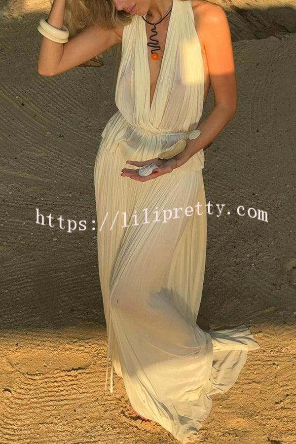 Lilipretty® Chasing Sunsets Tulle Pleated Drawstring Waist Maxi Skirt