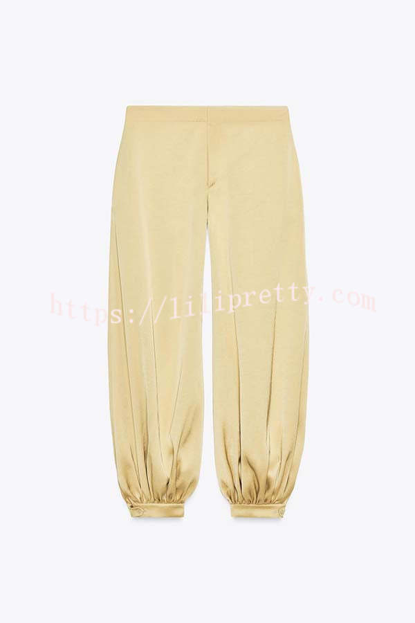 City Phantom Satin High Rise Pocket Aladdin Bloomers Pants
