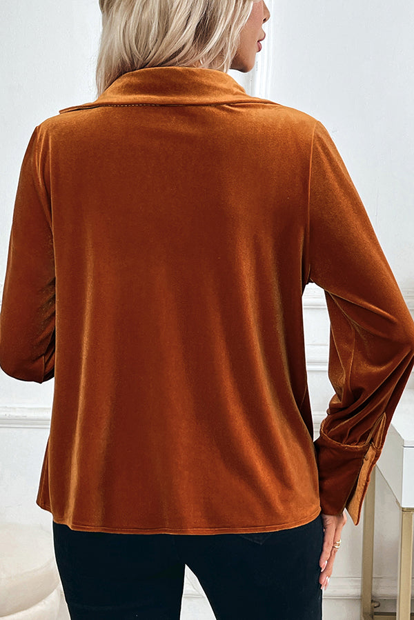 Solid Color Velvet Long-sleeved Casual Loose Shirt