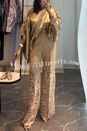 Chic Moment Floral Lace Patchwork High Rise Wide Leg Pants