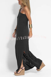 Flawless and Free One Shoulder Relaxed Slit Maxi Dress